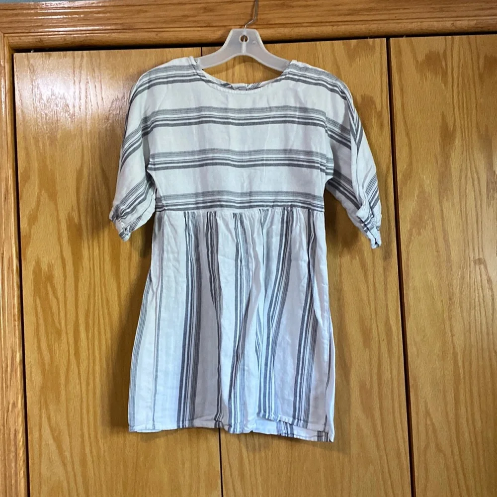 Girls white with black stripes dress